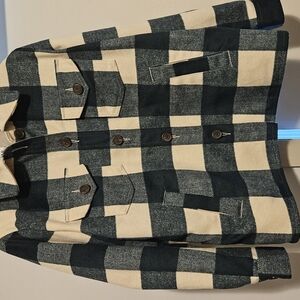 Checkered Button-Up Jacket in Dark Green and Cream.  Brand New With Tags.